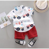 Car pattern shirt T-shirt + shorts 2 sets