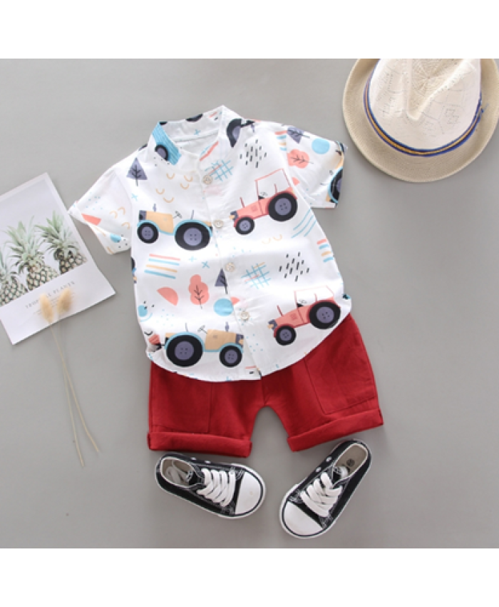 Car pattern shirt T-shirt + shorts 2 sets